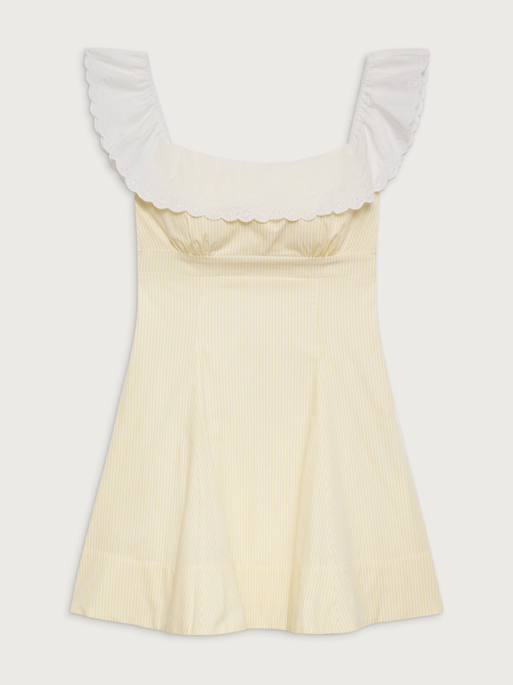 Frankie's Bikinis Yellow & White One-Shoulder Ruffle Dress